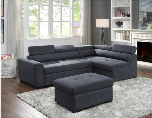 Haris Sectional & Ottoman-Dark Gray