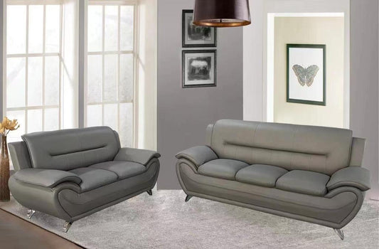 HQ Leather Sofa & Loveseat-Gray