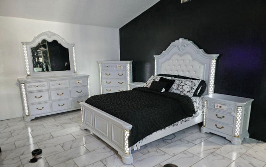 5PC Amani white led bedroom set