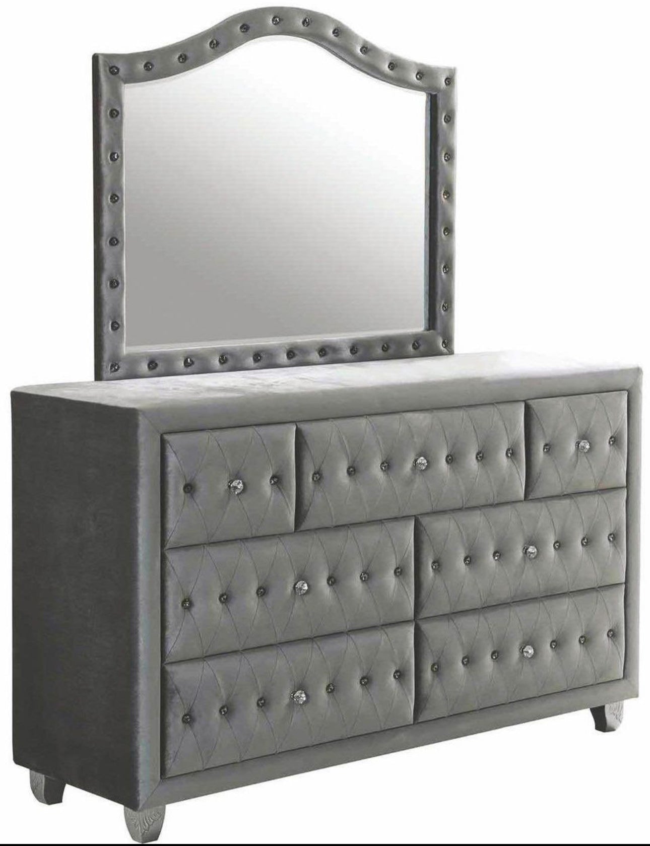 5PC Velvet Deanna Bedroom Set- Gray