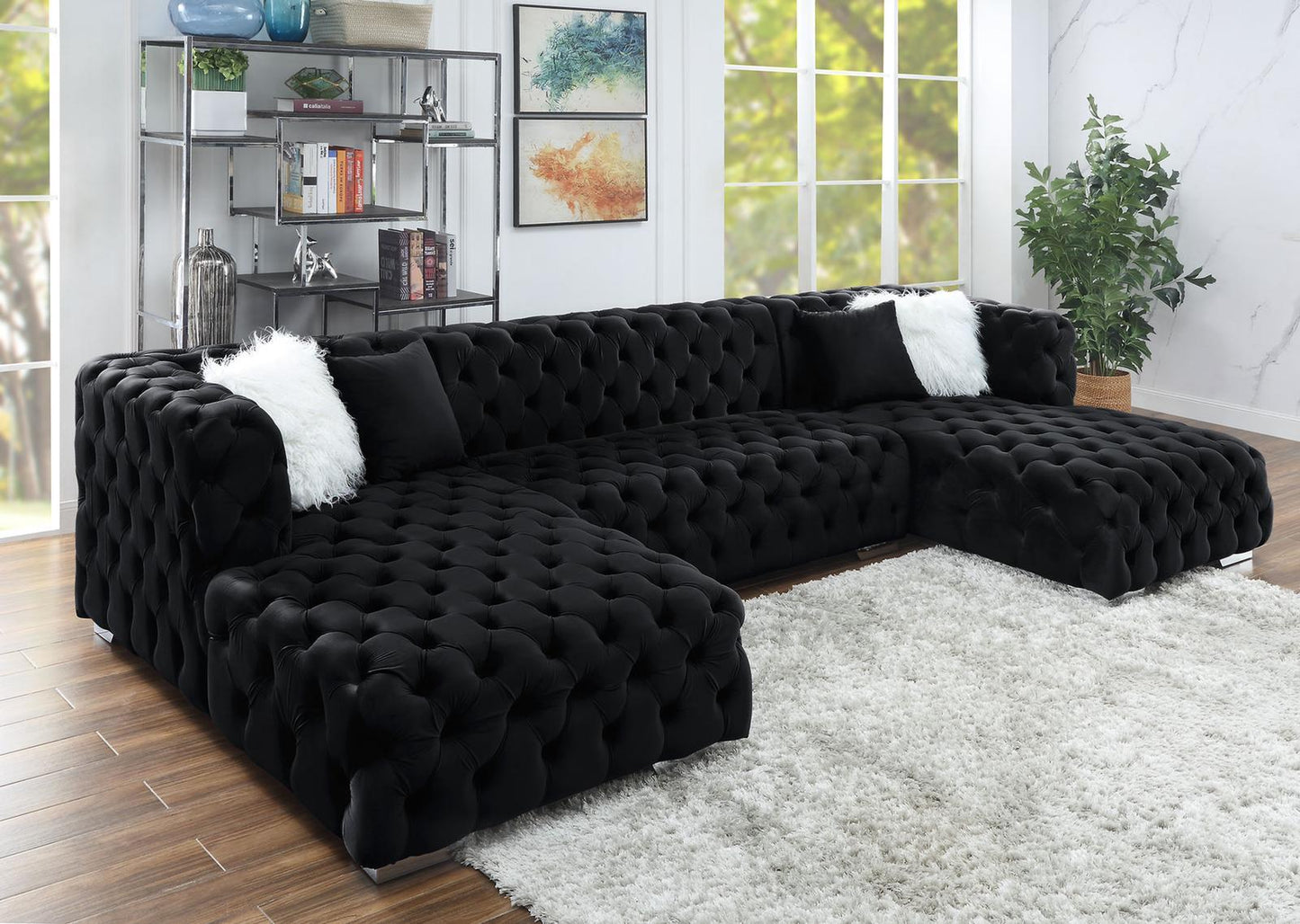 3PC Bollywood Sectional- Black