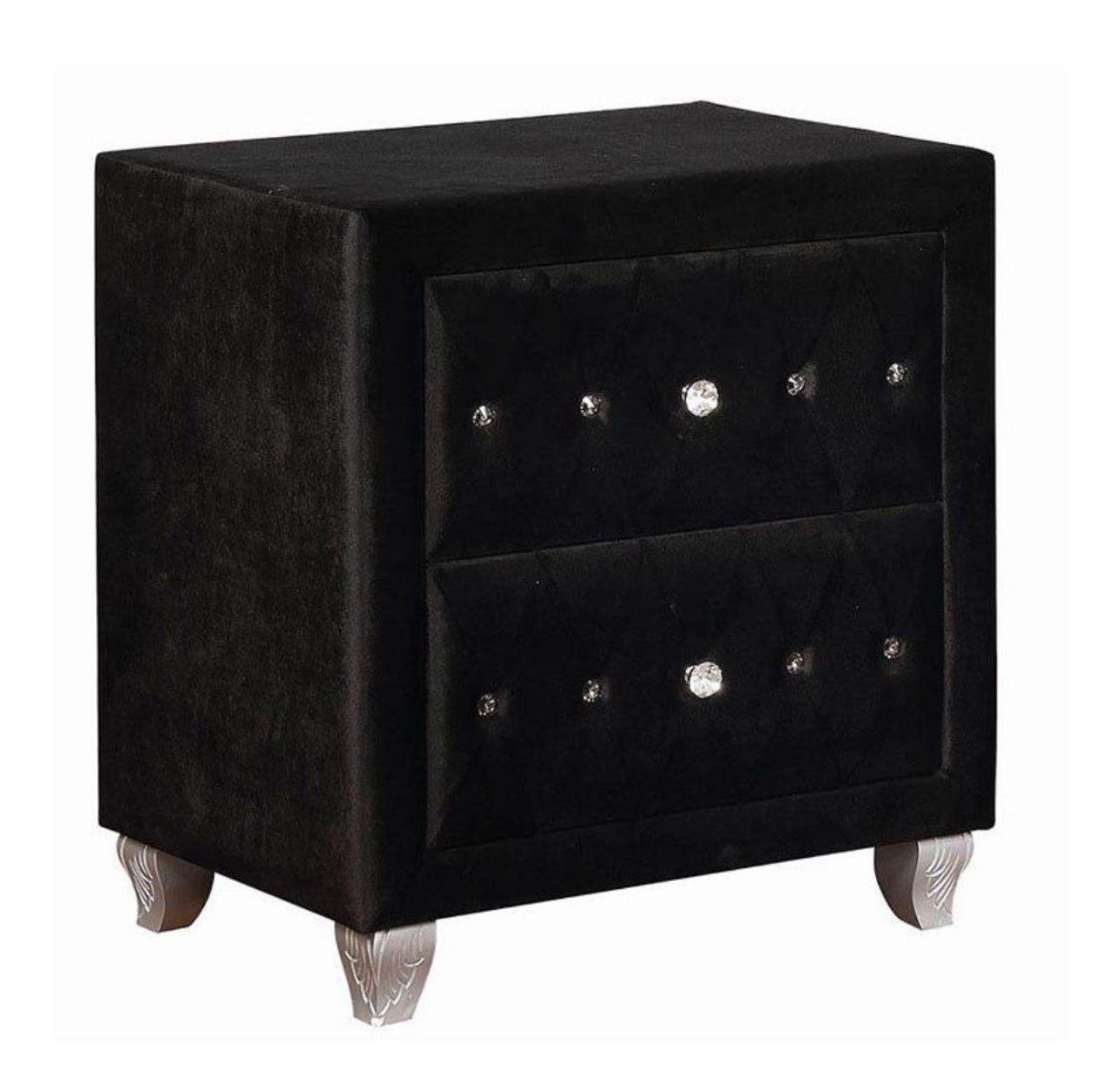 5PC Velvet Deanna Bedroom Set-Black