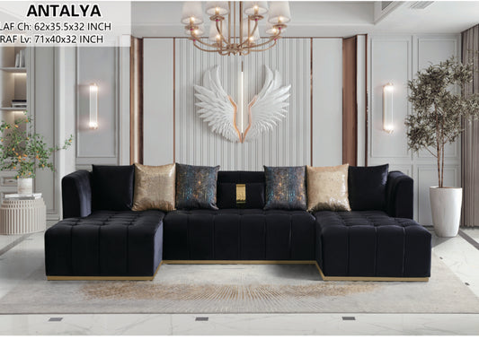 3PC ANTALYA VELVET SECTIONAL- (5 Colors Available)