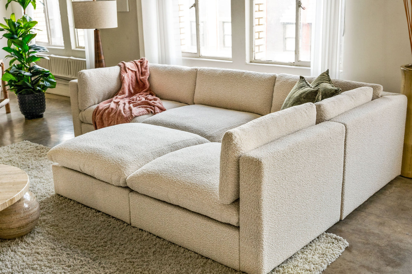 Bella Pillow L-Shape + Storage Ottoman