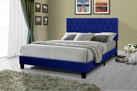 Blue Microfiber Queen Bed