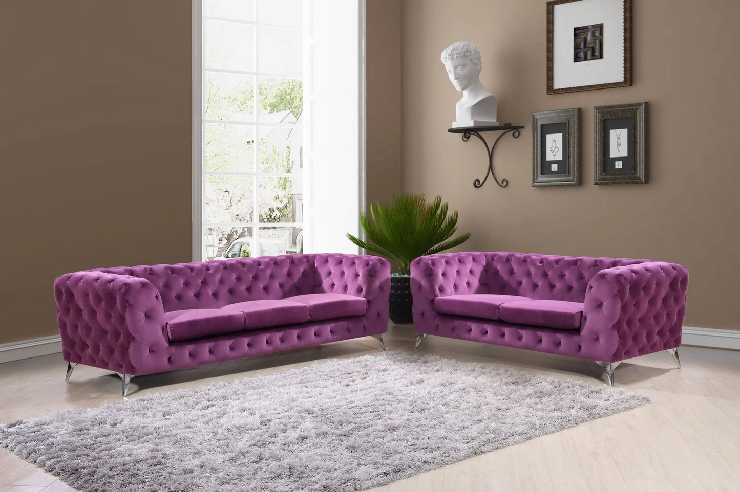 Purple Velvet Sofa & Loveseat