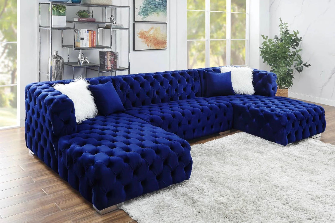 3PC Bollywood Sectional-Royal Blue