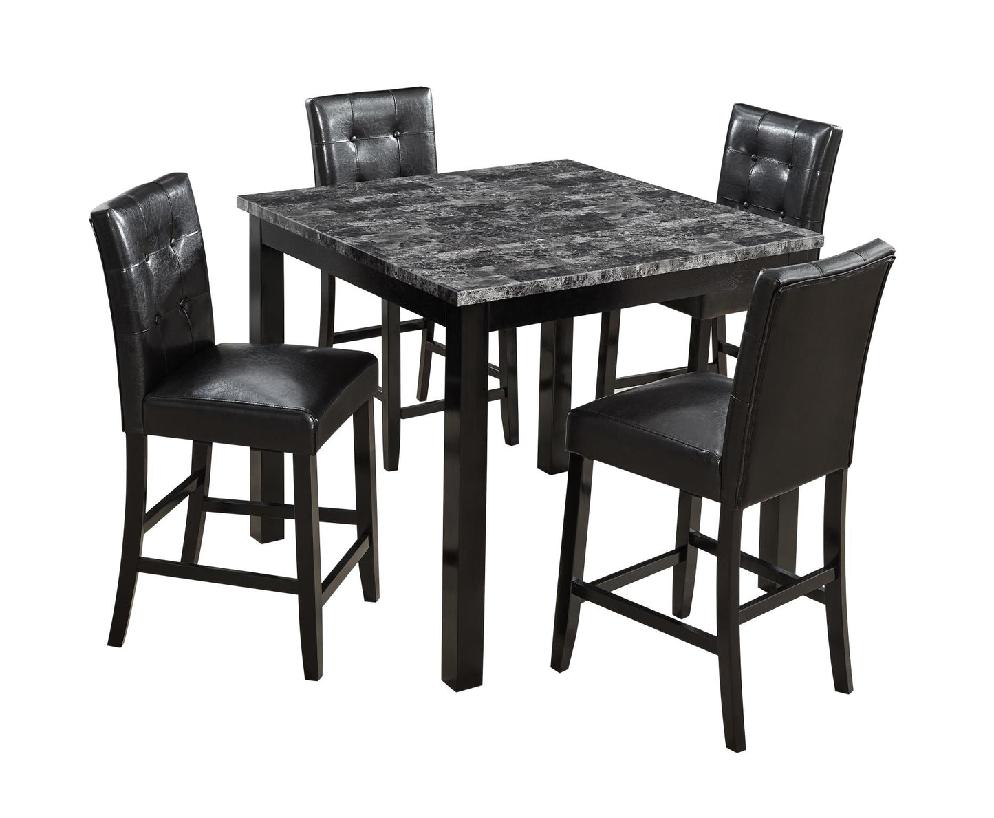 5PC Grey Marble Top Dining Set