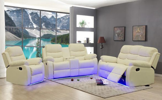 2PC Led Leather Recliner Sofa & Loveseat