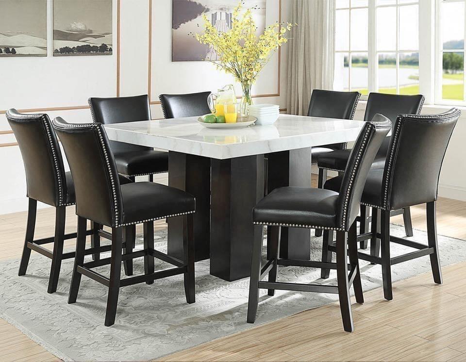 9PC Counter Height Marble Top Dining Set