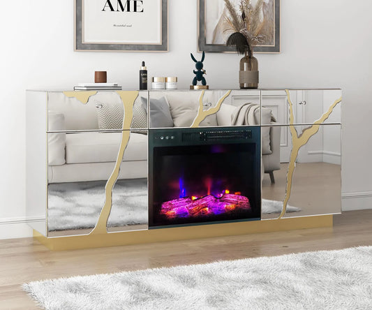 Gold Trim Led Fireplace