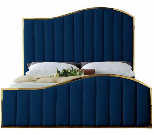 Wave Bed Frame- Velvet/Gold