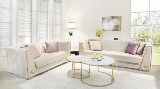 Versace Sofa & Loveseat-Beige