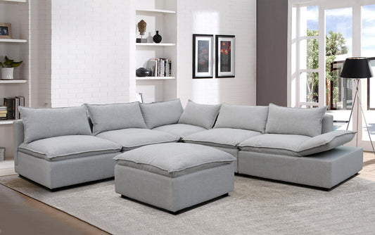 6PC Modular Fabric Sectional & Ottoman